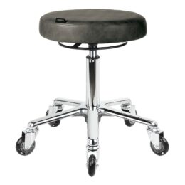 Textured Black Salon Stool with Aluminium Base