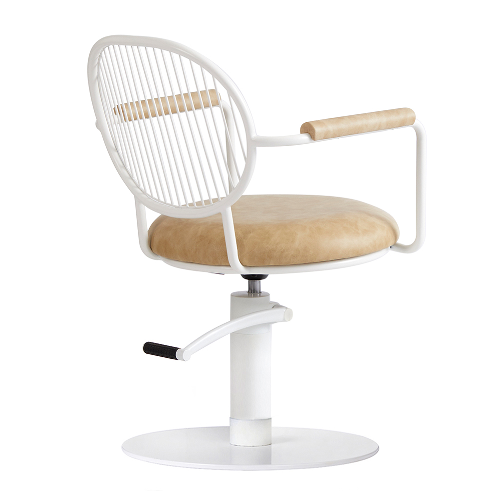 4111 Serena Sand Salon Chair White Back Angled Omega