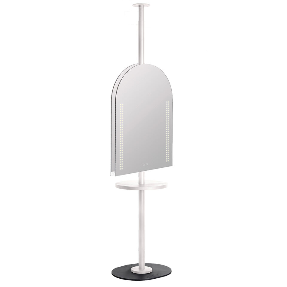 Arch LED Salon Mirror with White Pole Joiner Frame Comfortel