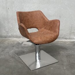 Chloe Tan Styling Chair Chrome Hydraulic and Base - Ex Showroom Display